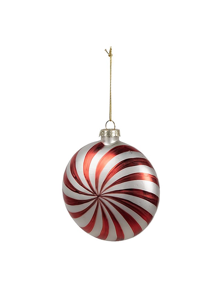 Clayre & Eef 2er-Set: Christbaumkugeln in Rot/ Silber - Ø 10 cm - onesize