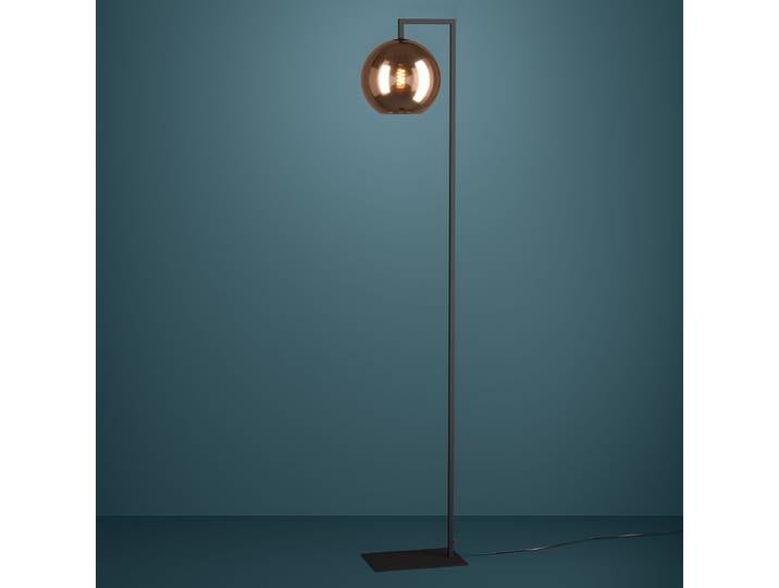 Lampadaire 25 x 25 x 172cm Argenté Acier laqué Verre fumé E27