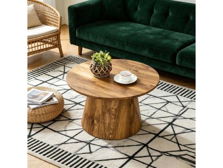 Table basse ronde - FUNMOON - Funmoon - Aspect bois naturel - MDF haute densité - Ø60 cm