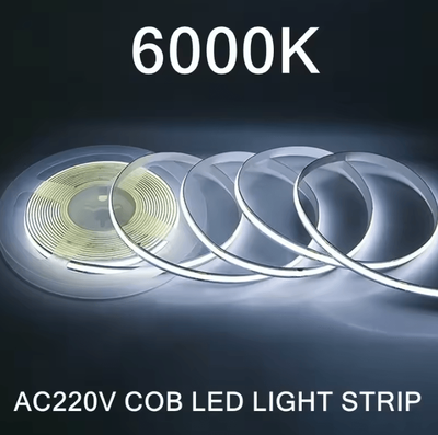 Inspire Curations 1M 5M 220V COB LED Strip Light High Bright Warm White 6000k white ac 220v 2m