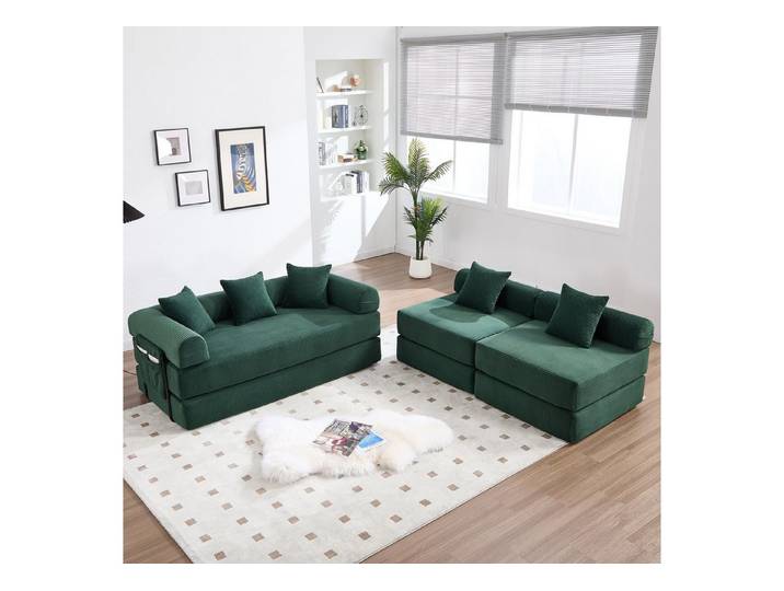 HAUSS SPOLE Schlafsofa mit Schlaffunktion Ecksofa mit Stauraum Wohnzimmersofa,Smaragd