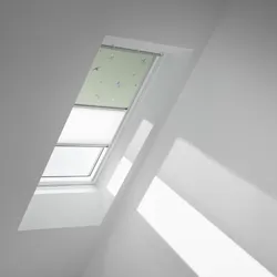 VELUX Verdunkelungs-Rollo Duo DFD U04 4661S Kids Grüne Sterne, alu