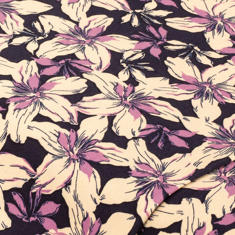 Stretch-Blusenstoff "Blumen", lila-color