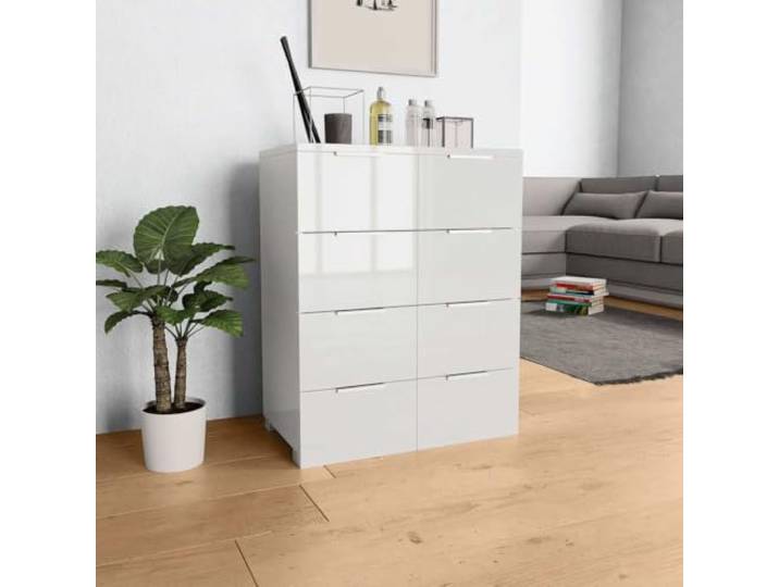 ZXQVLMRS Sideboard Kommode Holzwerkstoff Hochglanz-Finish 8 Schubladen Vielseitiger Stauraum, Schickes Design, Stabile Konstruktion