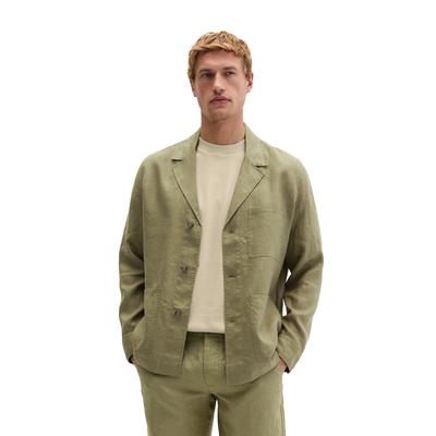 Kurzjacke MARC O'POLO "aus reinem Leinen", Herren, Gr. L, grün (fresh seaweed), Obermaterial: 100% Leinen, unifarben, regular fit, Doppelmanschette, Jacken Kurzjacke