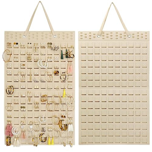 Bkrdty Oorbel Organizer Beige - Wandmodel Oorbellenhouder voor tot 300 paar sieraden - 57 x 35 cm