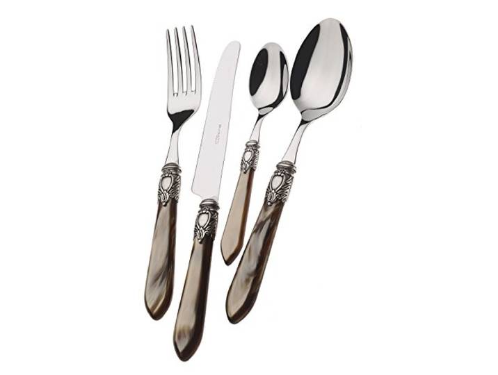 Bugatti BESTECK 24 TEILIG Set Edelstahl 18/10 (DE) Oxford Ring Silber Perlmutt Onyx Griff