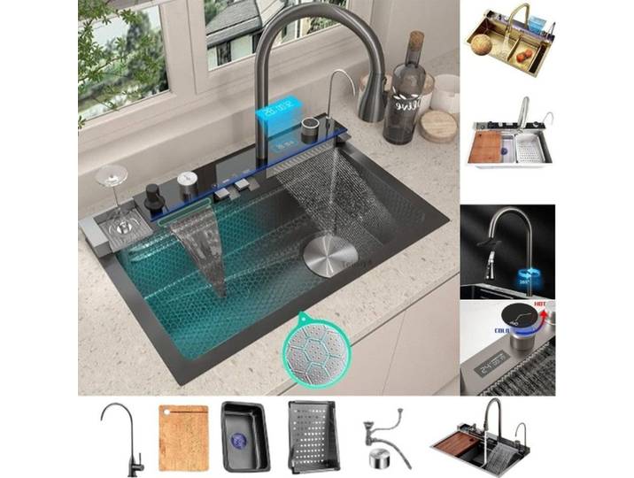 Faizee Home Edelstahlspüle Edelstahlspüle Premium Küchenspüle Viele Farben Küchenarmatur Zubehör