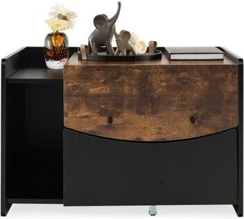 Costway Cat Litter Box Enclosure with Pull-out Drawer-Black