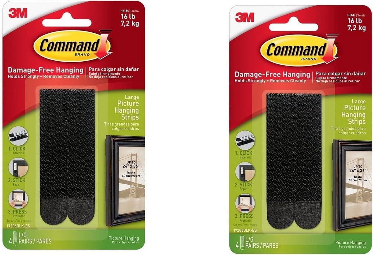 Grote Zwarte Zelfklevende Ophangstrips voor Foto's - 2 Pak (8 Stuks)