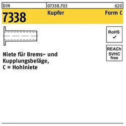 Nieten, Niete DIN 7338 Form C C 8 x 20 Kupfer