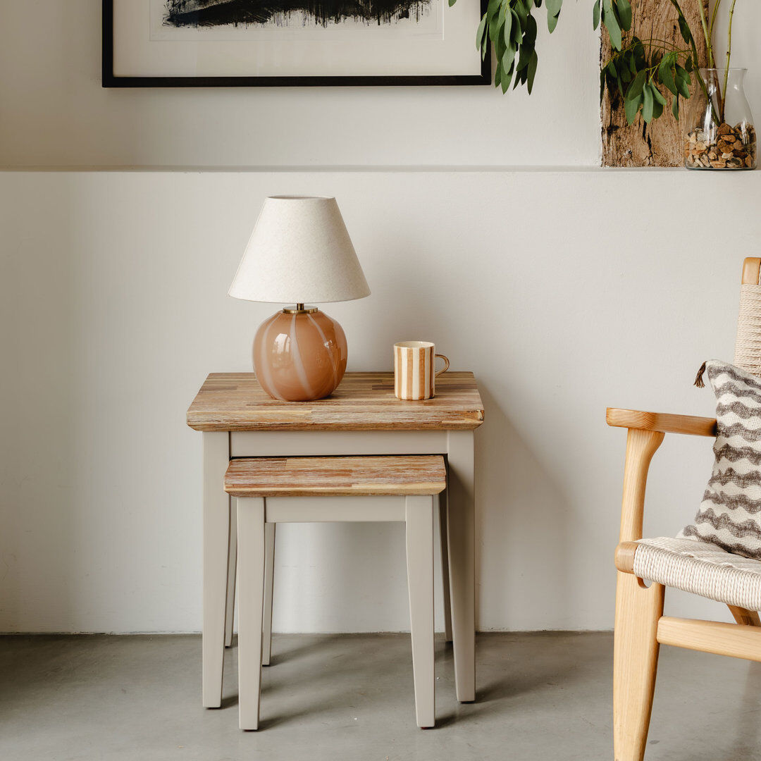 Fernleaf Doria Solid Wood Top Four Leg Rectangular Nesting Side Tables Truffle 50cm H X 50cm W X 35cm D