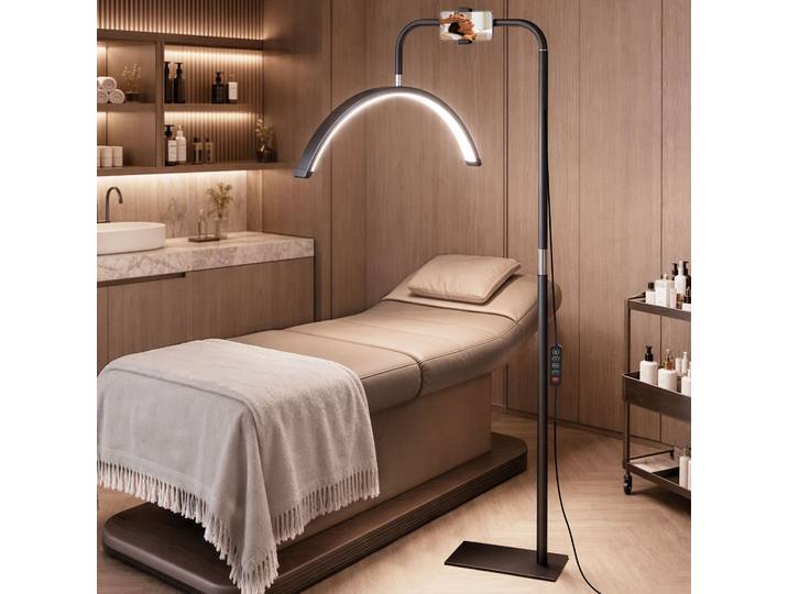 HOMCOM Lampe Demi-Lune Pivotante Support Téléphone Luminosité Ajustable