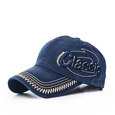 Herren Cap Basecap Schwarz Blau Baumwolle Stickerei Gewaschen Reise Strand Design Outdoor Urlaub Glatt Einstellbar Modisch