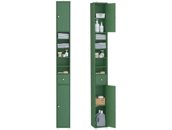 Colonne de Rangement Salle de Bain - SoBuy - BZR34-II-SY - Vert Foncé - MDF - 20x20x180cm