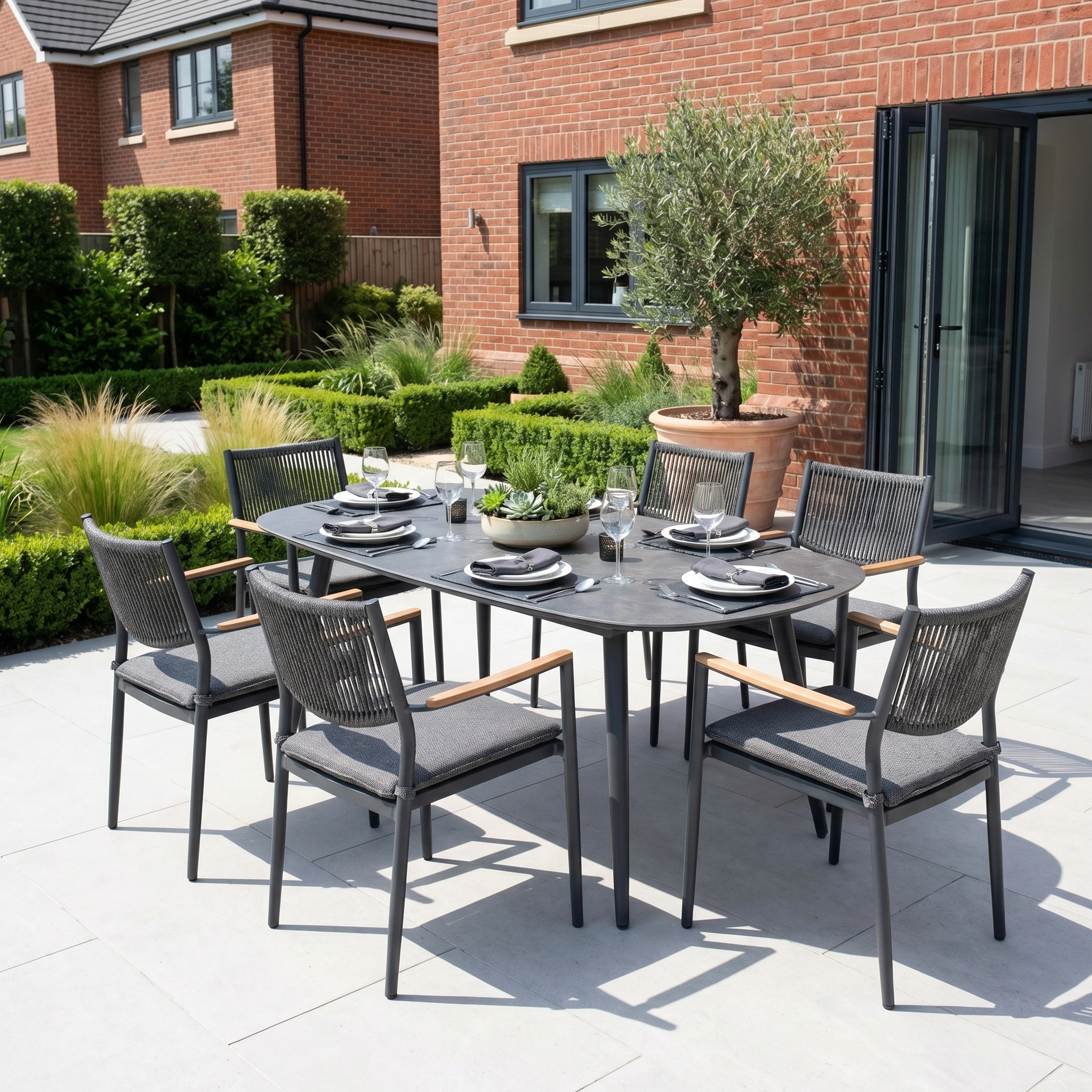 Harbour Lifestyle Tellaro 6 Seat Oval Dining Set in Grey