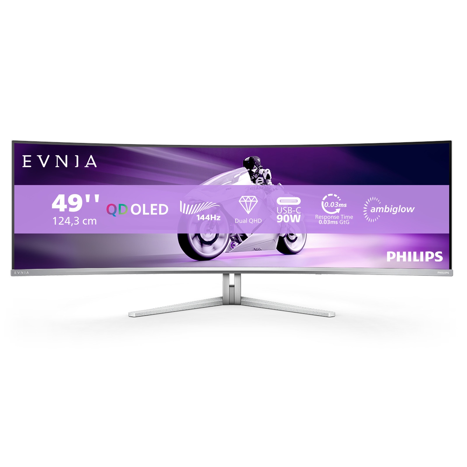 Philips Evnia 49M2C8900L 49 Zoll DQHD QD-OLED Panel 32:9 144 Hz Curved Gaming Monitor
