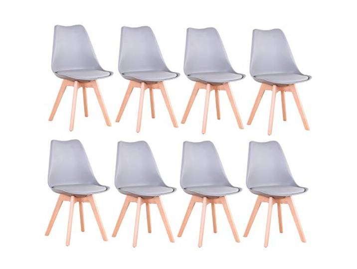 BenyLed 8er Set Esszimmerstühle Skandinavischer Küchenstuhl Design Modern Wohnzimmerstühle, Esszimmer Holzbeine Stühle, Stühle für Cafés, Küchenstühle (Grau)
