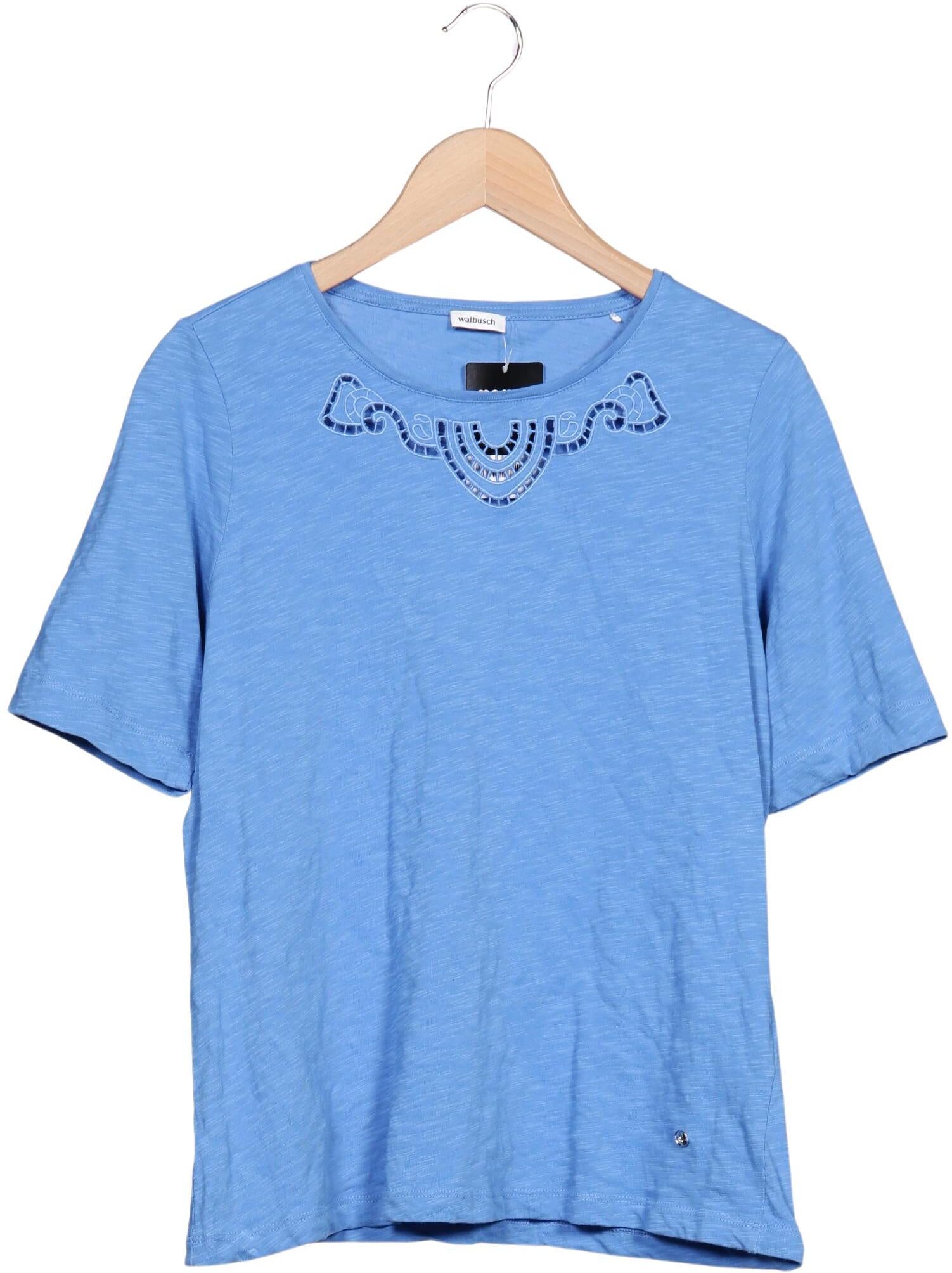 Walbusch Damen T-Shirt, Hellblau, Gr. EU 40, Baumwolle - Second Hand