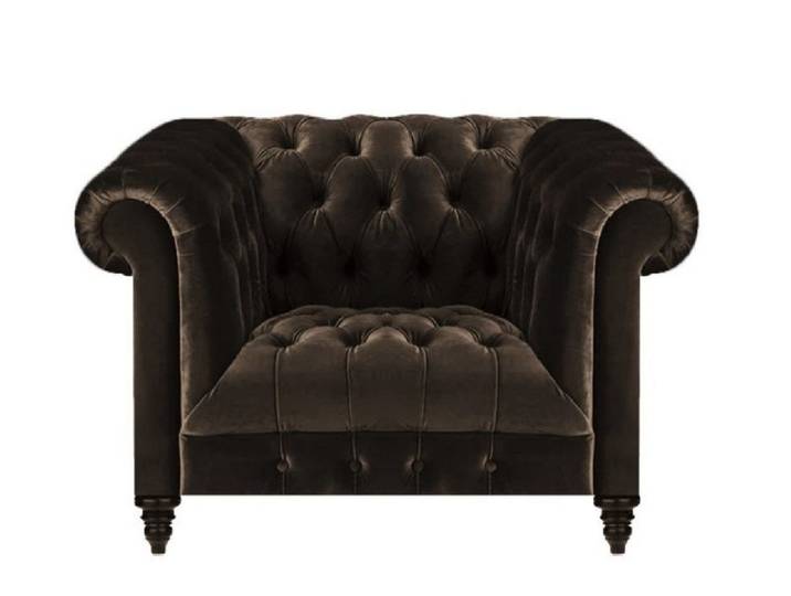 Xlmoebel Chesterfield-Sessel Brauner Chesterfield Polstersessel Textil Wohnzimmer (Sessel), Made in Europa