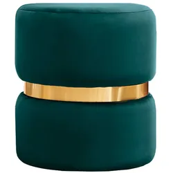 Runder Samtpouf in Petrolblau und Goldmetall D40 cm JOY