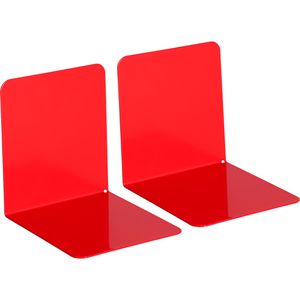 Wedo Buchstütze 1021102, breit, rot, 12 x 14cm, aus Metall, 2 Stützen, 2 Stück
