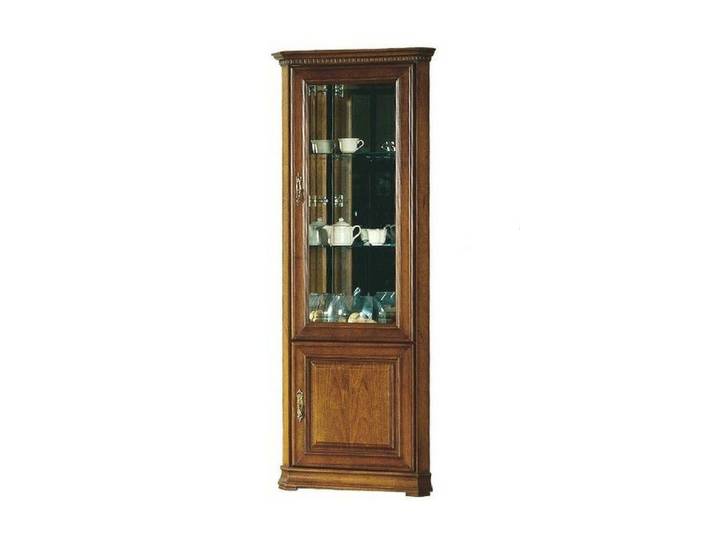 JVmoebel Eckvitrine Klassischer Eckvitrinenschrank aus Ahornholz in edlem Braunton Made in Europa