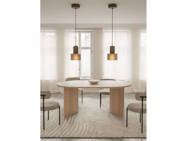 Table à manger ronde – OVO – Aspect chêne Lindberg – Extensible – 110–190×110 cm