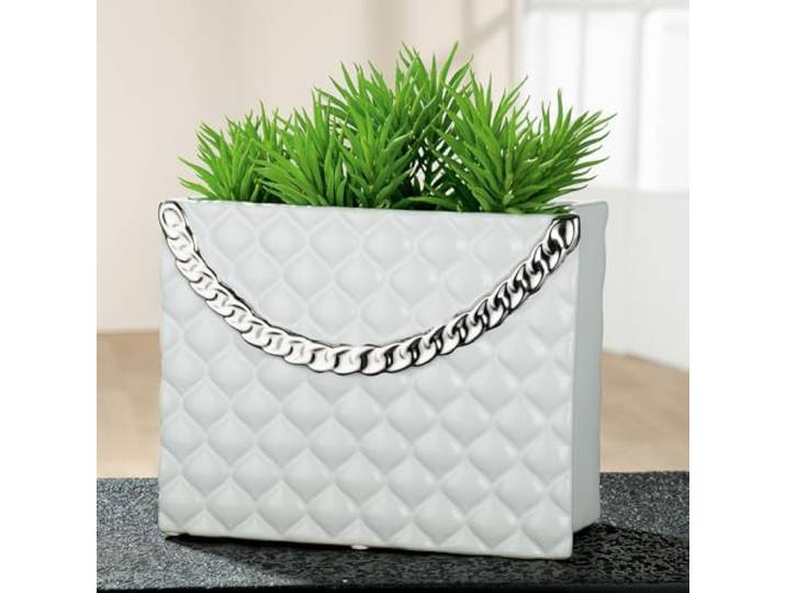 GILDE Decoratieve vaas wit - decoratieve vaas tas keramiek, wit - decoratie cadeau verjaardagscadeau - hoogte 20 cm