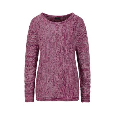 Rundhalspullover GOLDNER "Langarmoberteil im Strukturstrick", Damen, Gr. 40, pink (pink, gemustert), Obermaterial: 100% Polyacryl PAN., Modisch, figurumspielend, U-Boot-Ausschnitt, Pullover Rundhalspullover, U-Boot-Ausschnitt mit Rollkante