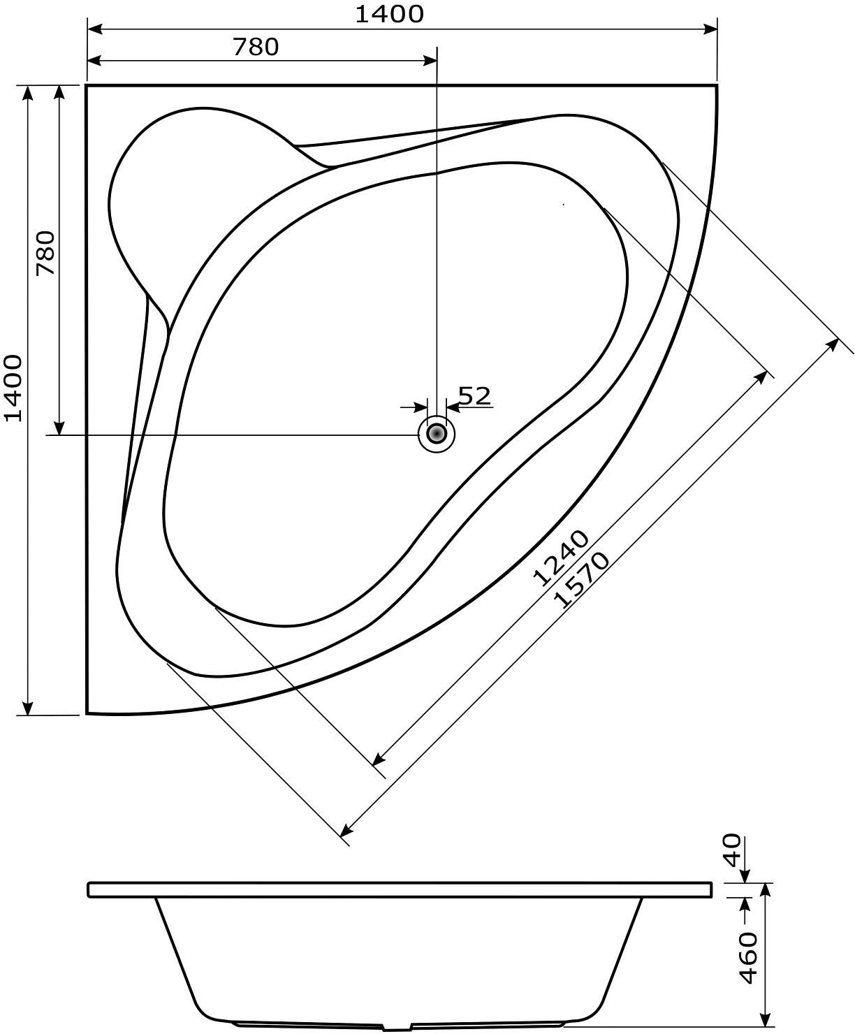 Caribia Rio Premium Whirlpool 140 x 140 cm mit Schürze