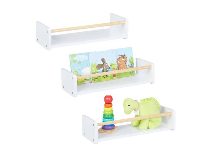 Relaxdays Wandplank kinderkamer set van 3 zwevend