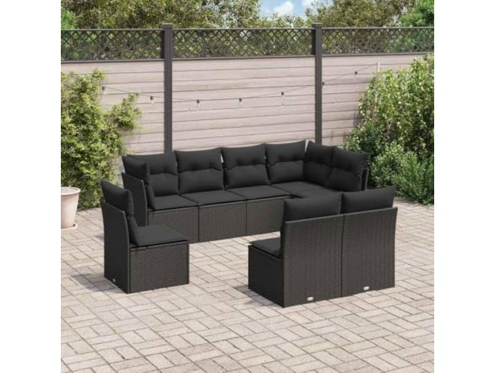 WDGJJFECNMUEHI Résine tressée imperméable Ensemble modulable Noir 64.5 Salon de jardin 8 pcs avec coussins noir résine tressée ensemble modulaire canapé exterieur terrasse patio imperméable