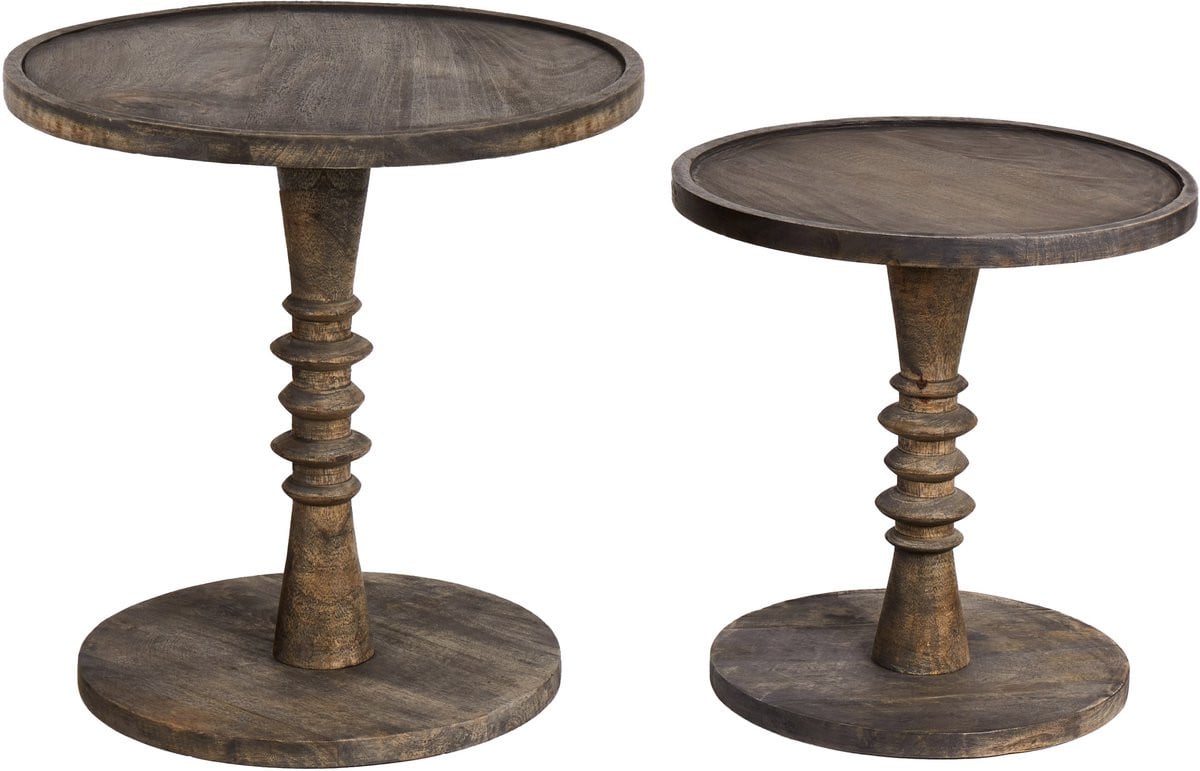 Beliani Bijzettafel Thalia - Donkerbruin - Mangohout