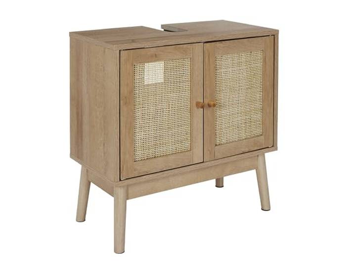 HOME DECO FACTORY Meuble sous Vasque Bali Natural Crush Marron Bois\, meuble sous vasque Bali\, collection Natural Crush\, salle de bain\, 60x70x30 cm\, marron
