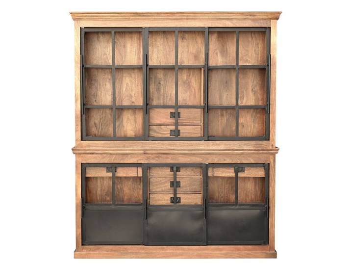 Buffetschrank Industrial Style HOXT 180cm massiv Mangoholz & Eisen