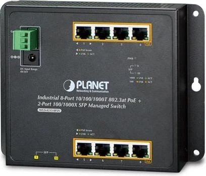 Planet Technology Industrial 8-Port 10/100/1000T 802.3at PoE + 2-Port Wallmount