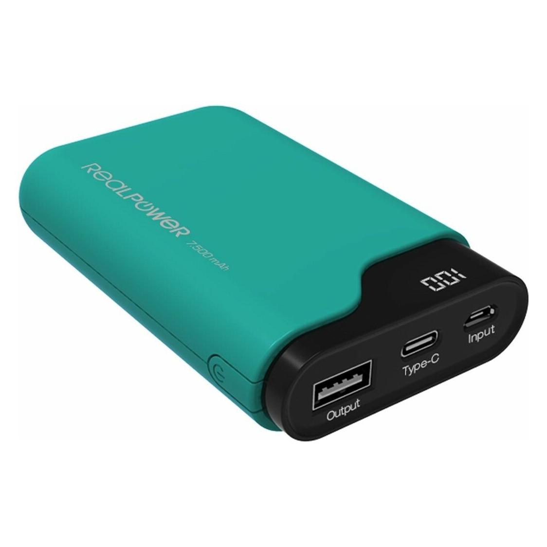 RealPower PB-7500C Powerbank USB-C In/Out, Micro-USB In, USB Out und... (7500 mAh, 27 Wh) (243966)