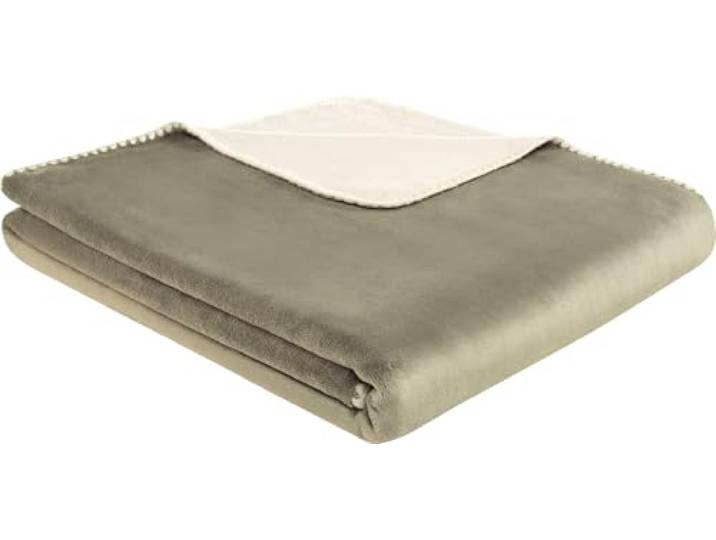 biederlack Wohndecke Soft & Cosy Microfaser grün/Natur Größe 150x200 cm