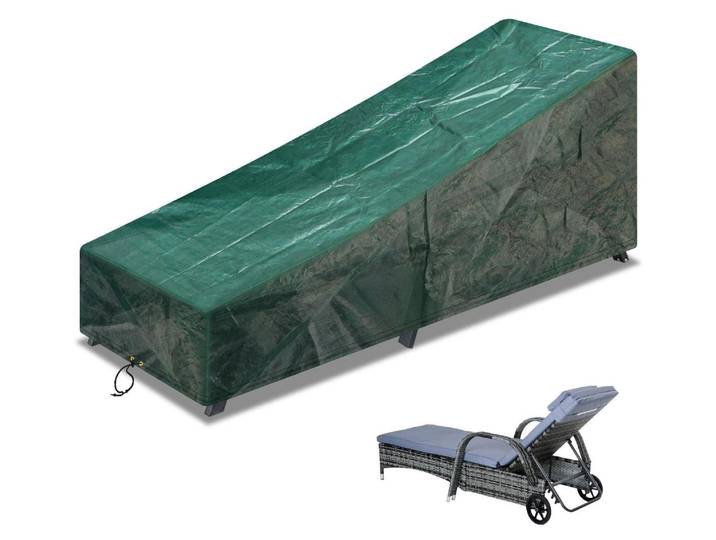 Abdeckung für Sonnenliegen 220x80x35/55cm Wasserdicht Winddicht UV-Schutz PE Grün