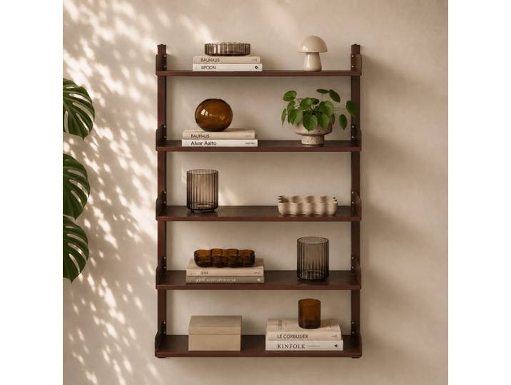 Etagère murale métal marron chocolat h80cm
