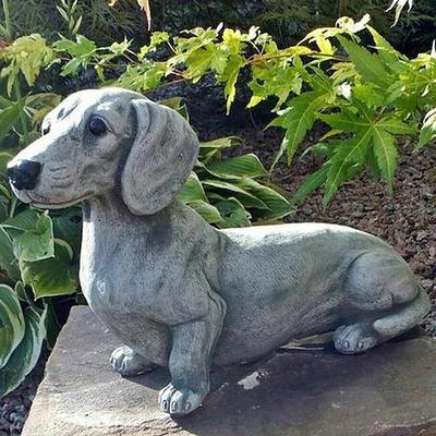 dackel statue gartendeko gedächtnis hundefiguren welpe liegend dekor garten dekoration diy zubehör wohnkultur