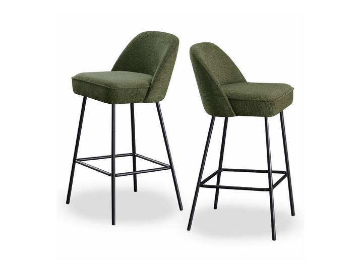 JYMTOM Barhocker Gepolsterter Sitz mit Federkern, Sitzfläche aus Leinen und Textilien (2 St), Metallbeine, für Bar, Theke, Küche, Esszimmer und Bistro geeignet