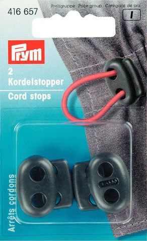 Prym Kordelstopper, schwarz, für Kordeln bis 5 mm Ø, Inhalt: 2 Stück