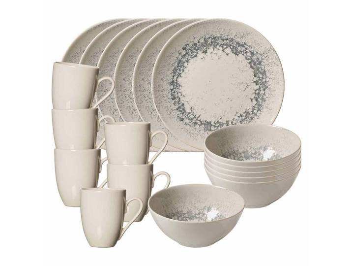 Ritzenhoff Breker Frühstücks-Set Cecina Graphit 18-tlg., Beige, Grau, Keramik, 18-teilig, Rund, 2x2x2 cm, Geschirr, Geschirrsets, Kaffeeservice