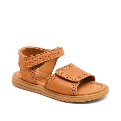 Sandale BISGAARD "Andrea", Mädchen, Gr. 27, chromfrei gegerbt, braun (cognac), Leder, festlich, Schuhe Sandale, Sommerschuh, Mädchen Schuh mit Klett, Größenschablone zum Download