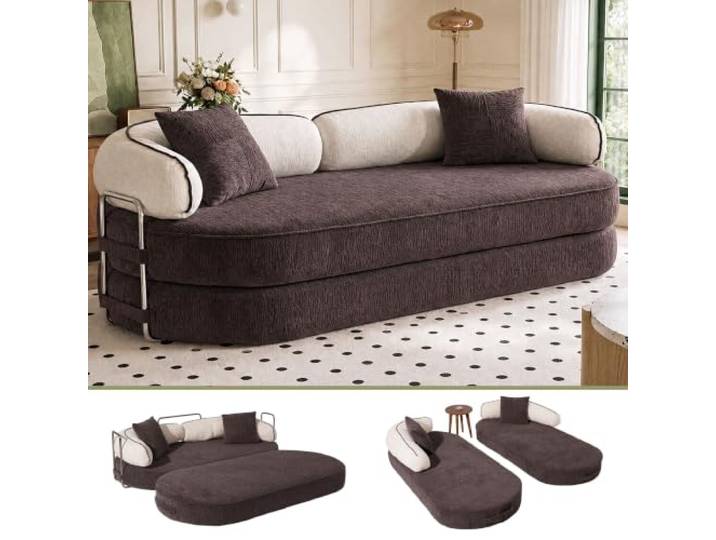 LIOVOYO Schlafsofa 4-in-1, modernes Sofa mit Fußboden aus Cordstoff (Braun)