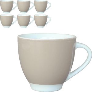 Van-Well Kaffeetassen Vario taupe, 200ml, Porzellan, 6 Stück