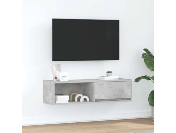 HEFZGDB TV-Schrank Betongrau 100x31x25,5 cm Holzwerkstoff mit Stauraum und Stabiler Oberplatte für Wohnzimmer Möbel Aufbewahrung Sideboard