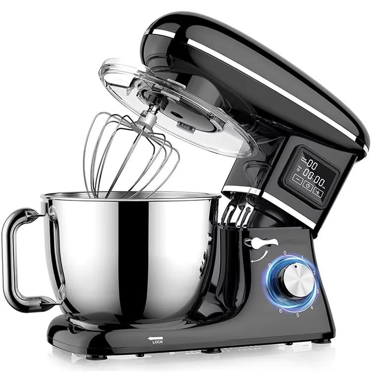 Küchenmaschine - Küchenmixer - 6,5 l - 1900 W - LED-Display - 6 Geschwindigkeiten - Kippkopf - Edelstahlschüssel - Schwarz